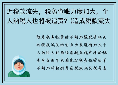 近税款流失，税务查账力度加大，个人纳税人也将被追责？(造成税款流失的处罚)